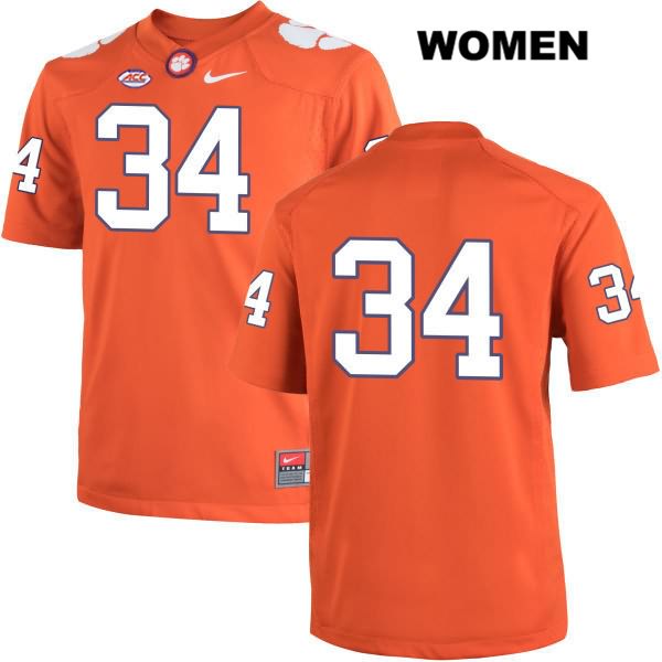 Women's Clemson Tigers #34 Kendall Joseph Stitched Orange Authentic Nike No Name NCAA College Football Jersey FLH7146VR